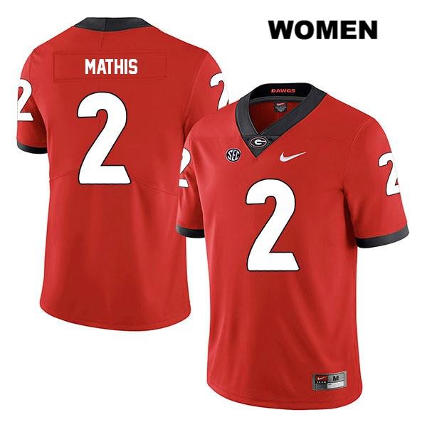 Georgia Bulldogs Women's D'Wan Mathis #2 NCAA Legend Authentic Red Nike Stitched College Football Jersey TPD2456MO